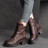 Tacones altos estilo británico retro con efecto roce para mujer